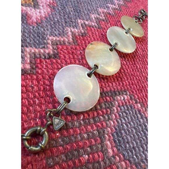 Silpada Bracelet K&r Brass Swarovski Crystal Horn Disks Retired 60s - Picture 6 of 7